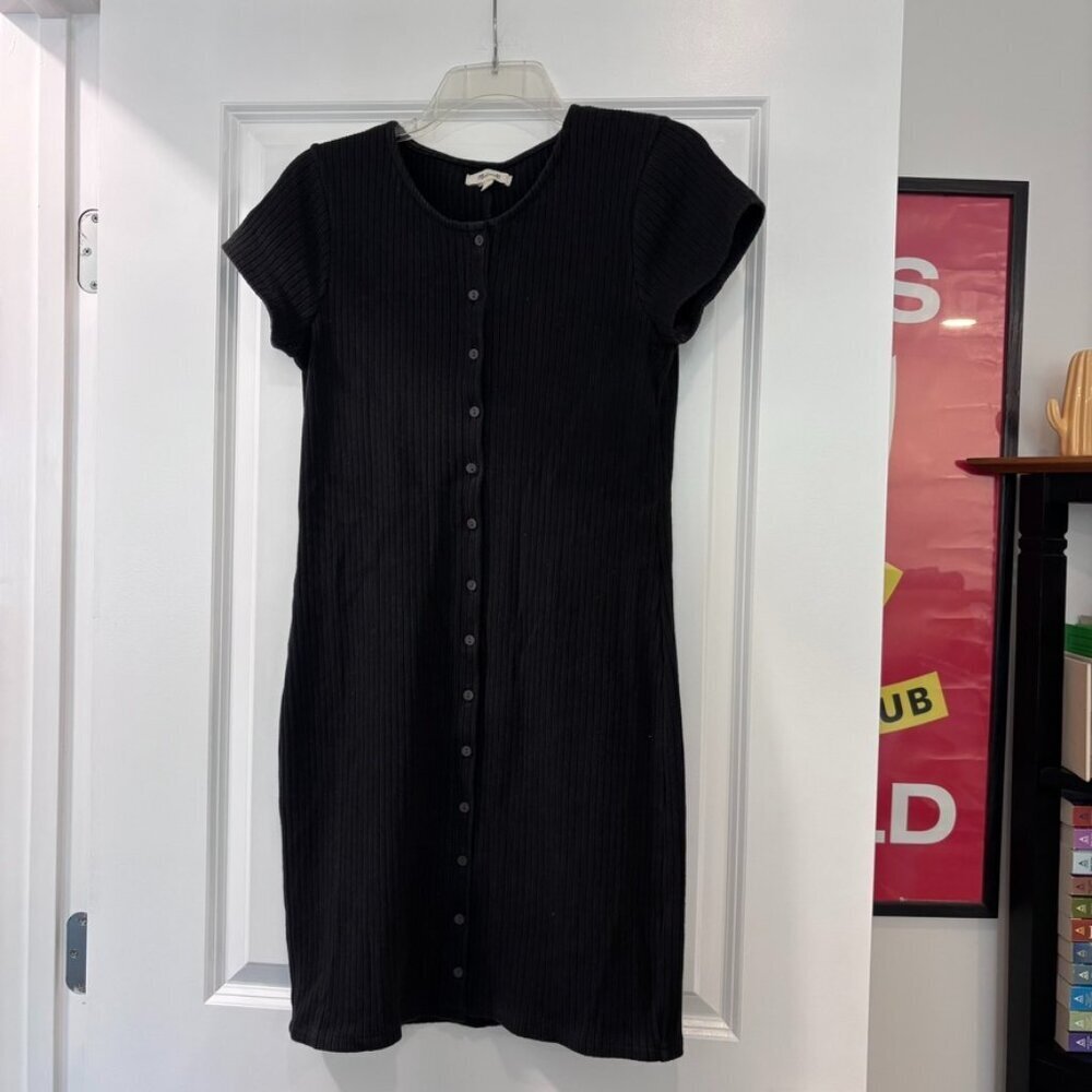 Madewell Button-Front Ribbed Mini Dress - Picture 4 of 9